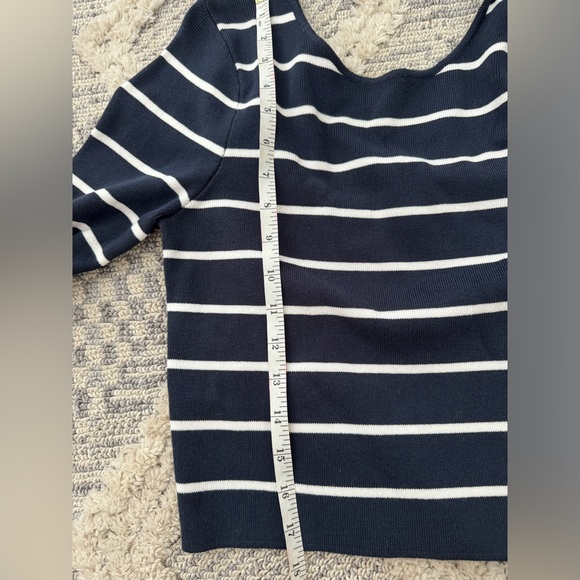 Zara navy and white striped knit top - Picture 3 of 7